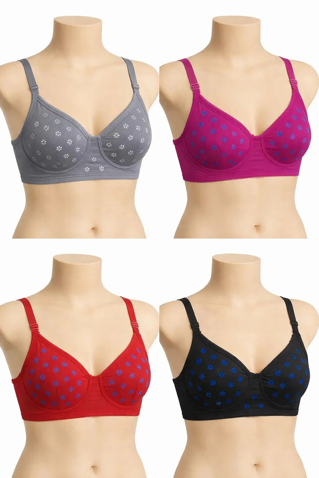 Casual Daily Wear Cotton Bra (Pack of 4)