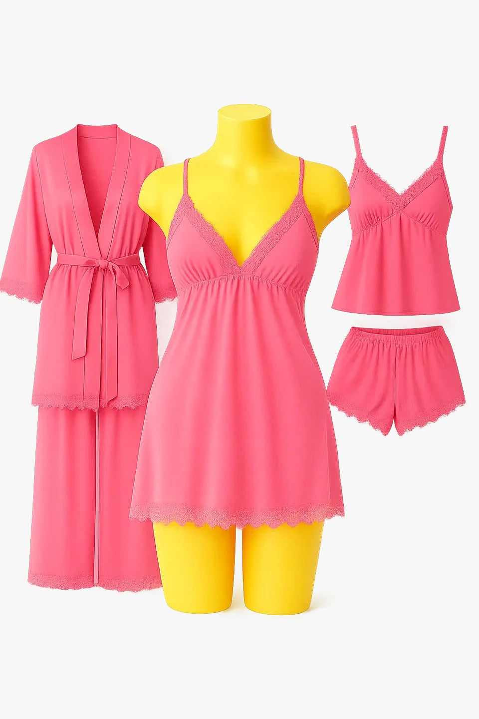 5 pcs nighty set (short , pajama , shirt , long shirt , gown )